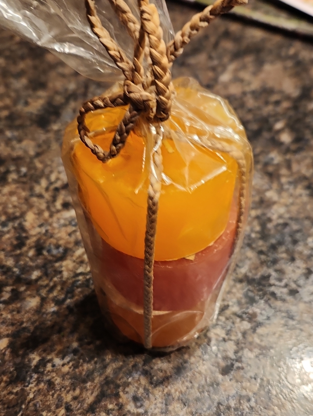 Zodax Handcrafted Orange & Brown Layered 3 Candle Bundle